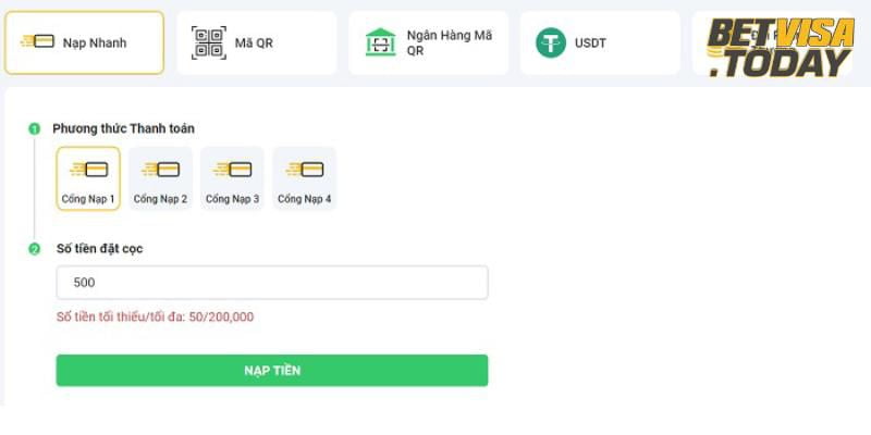 Nạp tiền bằng ngân hàng