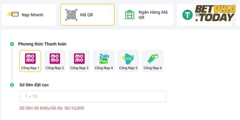 Nạp tiền bằng ví điện tử